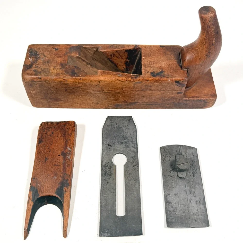 Antique 19th Century Wooden Hand Plane - J.&H.M Extra Qualität Iron - Number 8